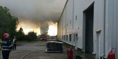 FOTO Incendiu violent la un depozit de arhivare din Ilfov: 15 autospeciale intervin pentru stingerea focului